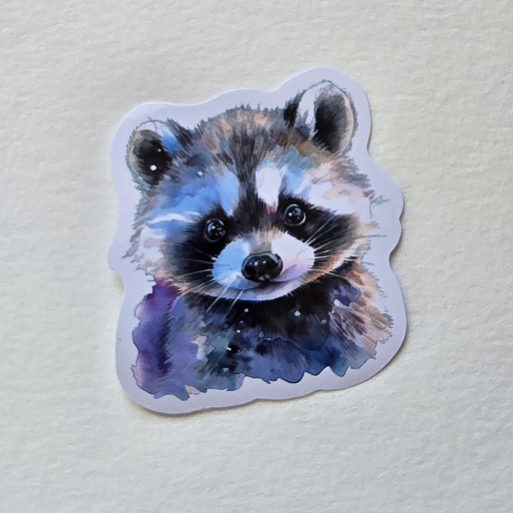 10/$10 Watercolor Raccoon Vinyl Sticker